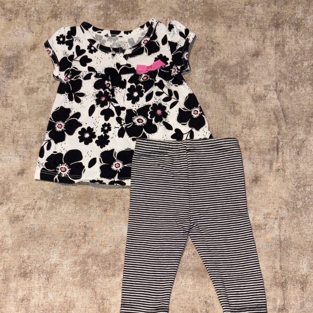 Carter's Black and White Floral Baby Top